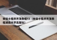 微信小程序开发教程53（微信小程序开发教程湖南大学出版社）