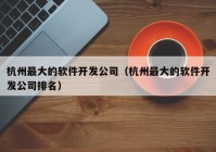 杭州最大的软件开发公司（杭州最大的软件开发公司排名）