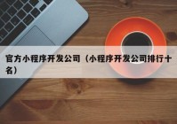 官方小程序开发公司（小程序开发公司排行十名）